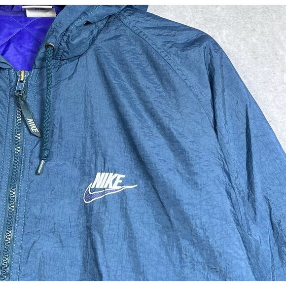 Vintage 80’s Nike Jacket Unisex Small Green Full Zip Quilted Lined Hooded - Picture 5 of 12